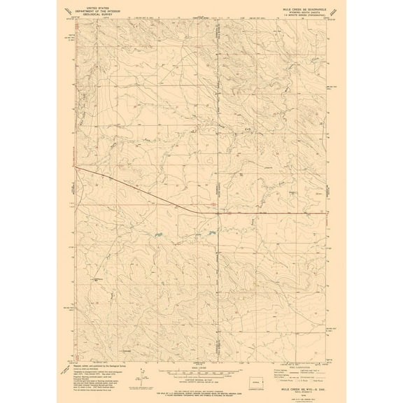 Topographical Map - Mule Creek Wyoming Quad - USGS 1978 - 23 x 31.99 - Vintage Wall Art