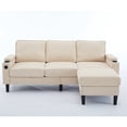 thumbnail image 3 of Aukfa 78" Sectional Sofa with USB Port, Storage Ottoman, Armrest with Hidden Storage, Linen, Beige, 3 of 11