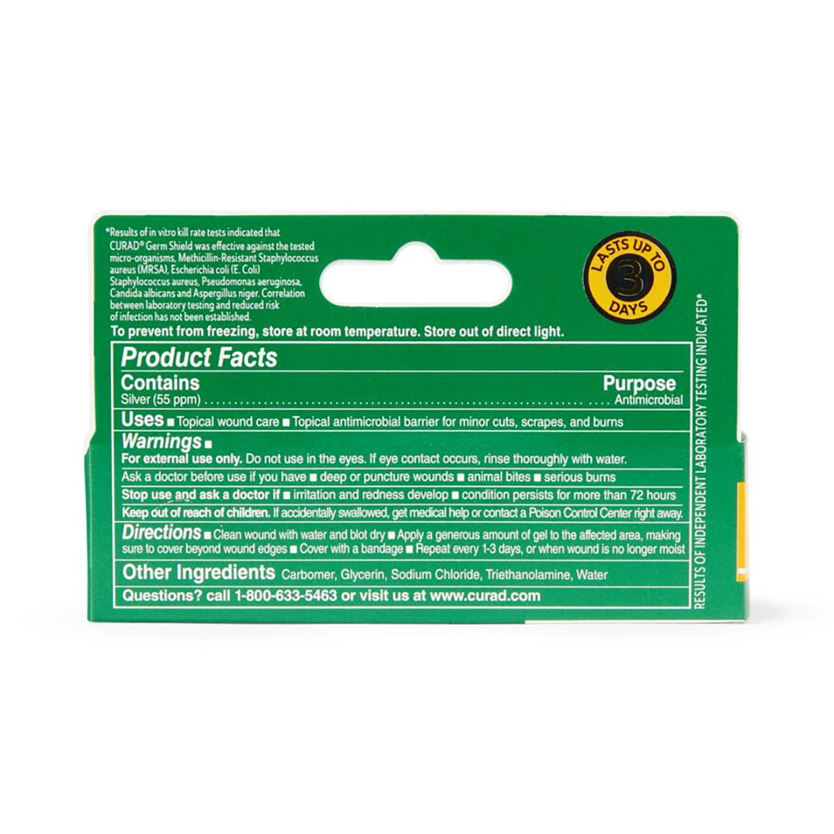 Curad Germ Shield Antimicrobial Silver Wound Gel, For Minor Cuts, Scrapes and Burns, 0.5 Oz Tube, 1 Count