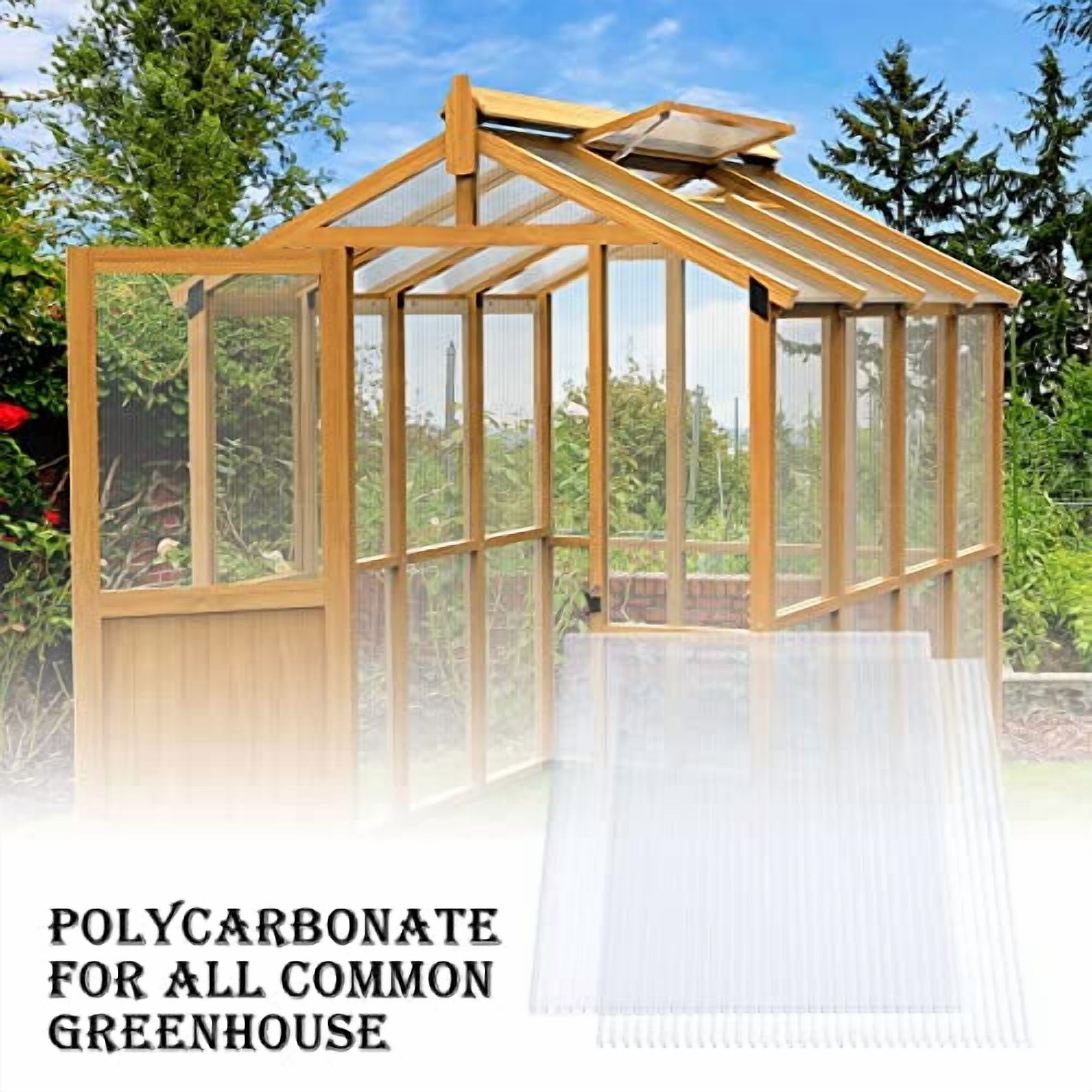 BPS 6Pcs 24"(W) x72(L)×0.16" Polycarbonate Panels, Waterproof UV Protected Reinforced Sheets, Outdoor Garden and Greenhouse Covering, Twin-Wall Clear Sheets