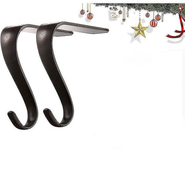 Soportes para calcetines navideños Gancho para calcetines de chimenea de metal Gancho para manto de guirnalda para decoración navideña (2 piezas-negro)