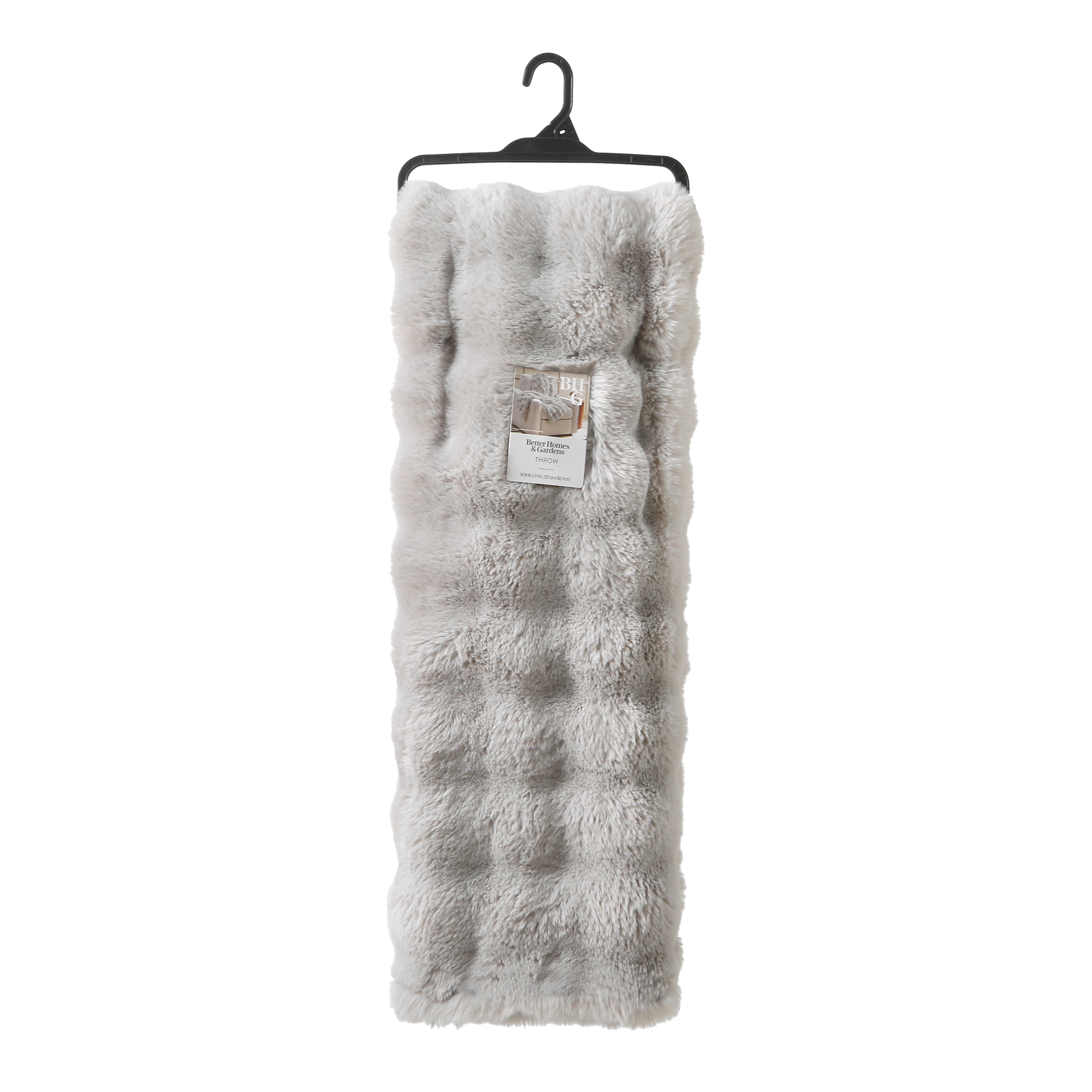 Better Homes & Gardens Grey Haze Bubble Faux Fur Throw, 50 in x 72 in