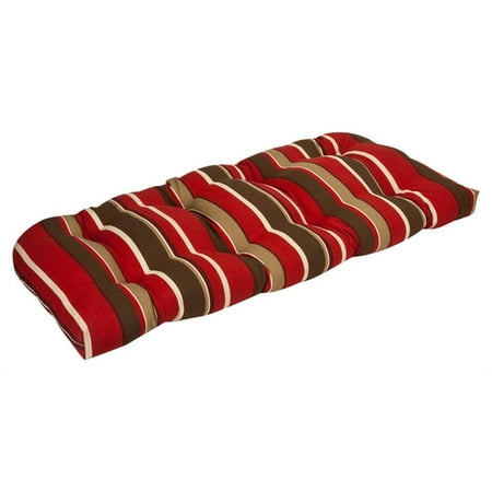 Outdoor Patio Furniture Wicker Loveseat Cushion - Tropical Red Stripe