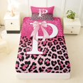 thumbnail image 3 of Manfei Cute Letter P Print Twin Sheets,Chic Leopard Bedding,Pink,3-Piece, 3 of 6