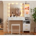 thumbnail image 6 of Makeup Vanity Desk with Mirror and Lights, White Vanity Desk with Charging Station, LED Cabinet, 5 Drawers & Storage Bag, Vanity Mirror with Lights Desk and Chair, Vanity Table Set with Stool, 6 of 9