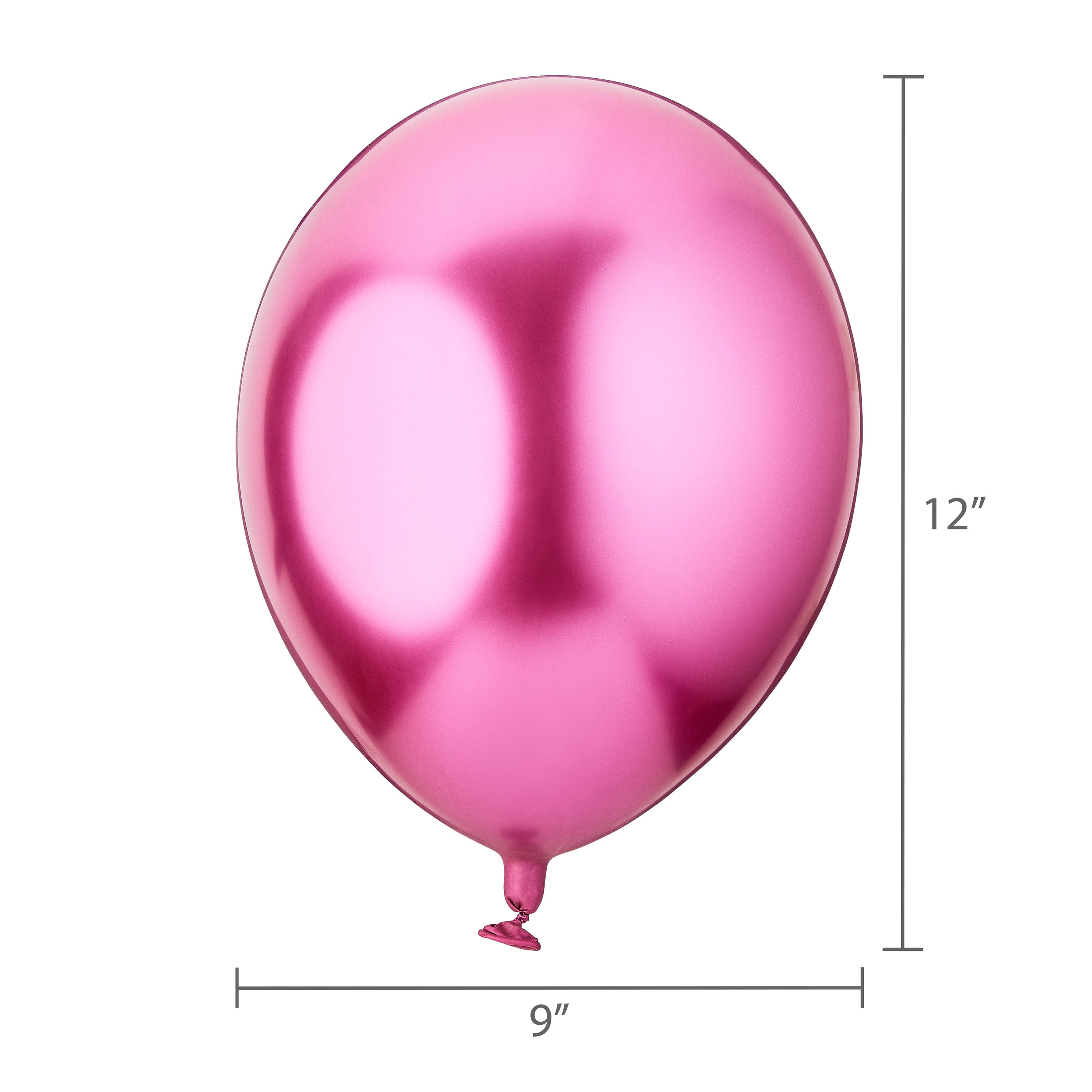 12" Pink Metallic Latex Balloons with Chrome Effect, 5 Pieces, by Way To Celebrate