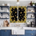 thumbnail image 2 of Sunflower Black Kitchen Curtains 84 Inch Length, Watercolor Floral Vintage Farmhouse Grommet Top Bedroom Living Room Curtains, Light Filtering Cafe Curtain Drapes 2 Panels Set 104''x84'', 2 of 9