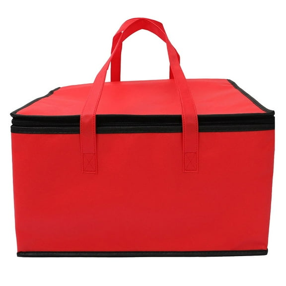 Insulated Food Delivery Bag - Foldable Heavy Duty Grocery Pizza Tote for Hot or Cold Food Carrier, Catering, Restaurants (Red)