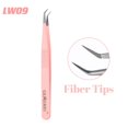 thumbnail image 1 of 1 Uds extensión de pinzas para pestañas pinzas superduras de acero inoxidable rosa con puntas de fibra pinzas antiestáticas de alta precisión Dengxun unisex, 1 of 2
