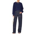 thumbnail image 4 of xiaxaixu Chandail en Tricot Uni/à Rayures pour Femmes Col Rond Manches Longues Pulls Amples Printemps Automne Décontractés Mode Urbaine, 4 of 5