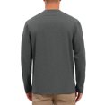thumbnail image 3 of Men's Henley T-Shirts Long Sleeve Casual Button Cotton Pullover Tee Shirt XL Dark Gray, 3 of 6