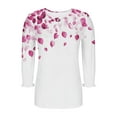 thumbnail image 6 of Sriper Women's 3/4 Sleeve Tops & Tee Shirts Floral Half Sleeve Print Designs Business Dress Shirts Office Wear Dressy Blouses Clothing Pink XL, 6 of 7