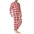thumbnail image 2 of Lsque Red Plaid Daisy Pattern Long Sleeve Pajama Set for Men - Soft 2-Piece Sleepwear and Loungewear Set with Pockets, Comfy Nightwear-XX-Large, 2 of 7