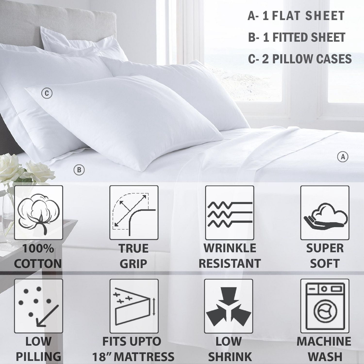 Hometrends 400 TC Sateen performance Sheet Set