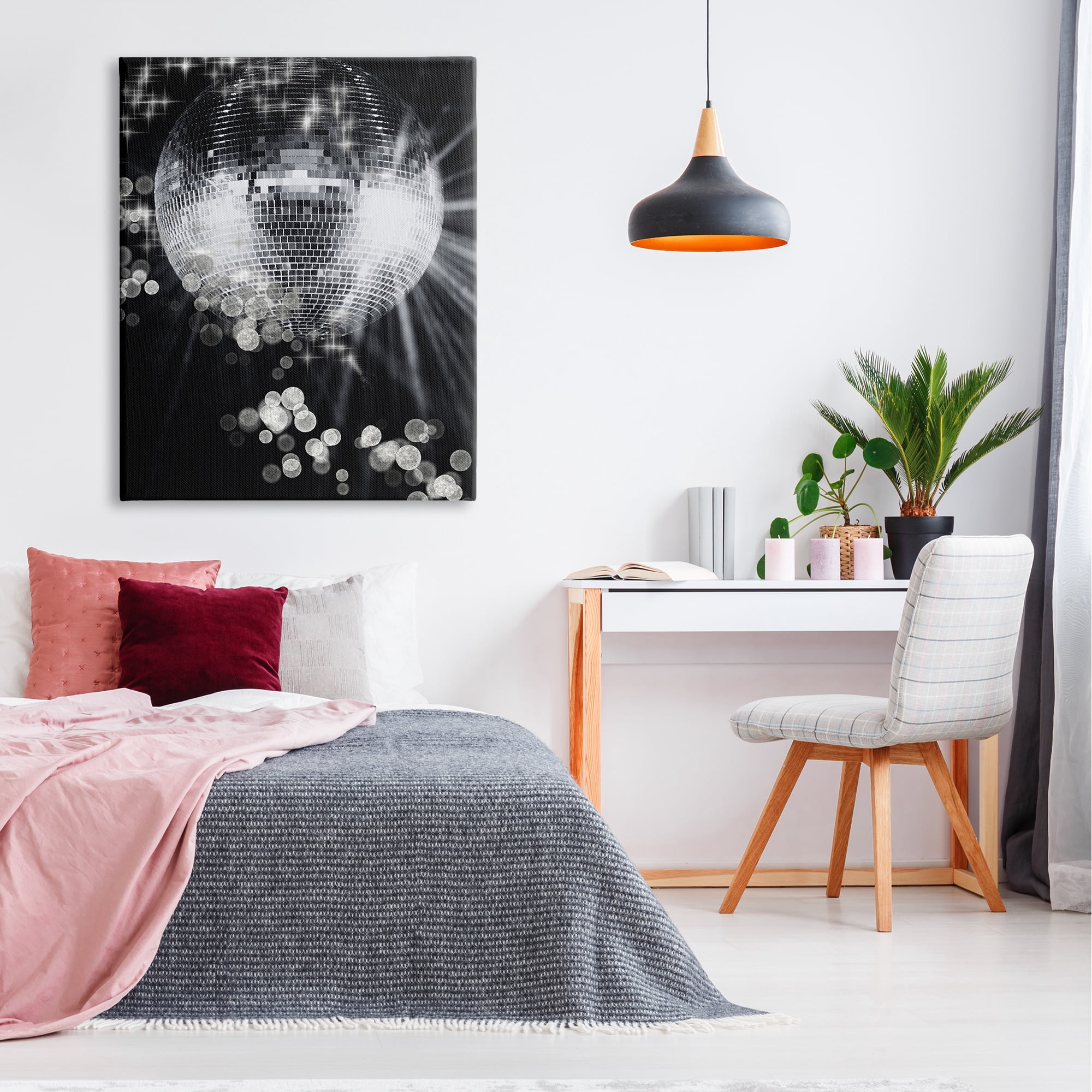Stupell Industries Glimmering Disco Ball Literature & Flim Photography Gallery Wrapped Canvas Art Print Wall Art, 36 x 48