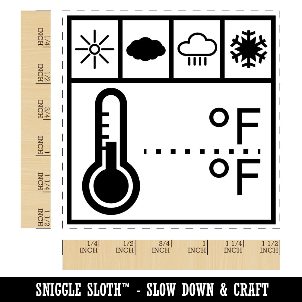 Weather Tracker Log Symbols Self-Inking Rubber Stamp Ink Stamper - Red Ink - Large 1-1/2 Inch