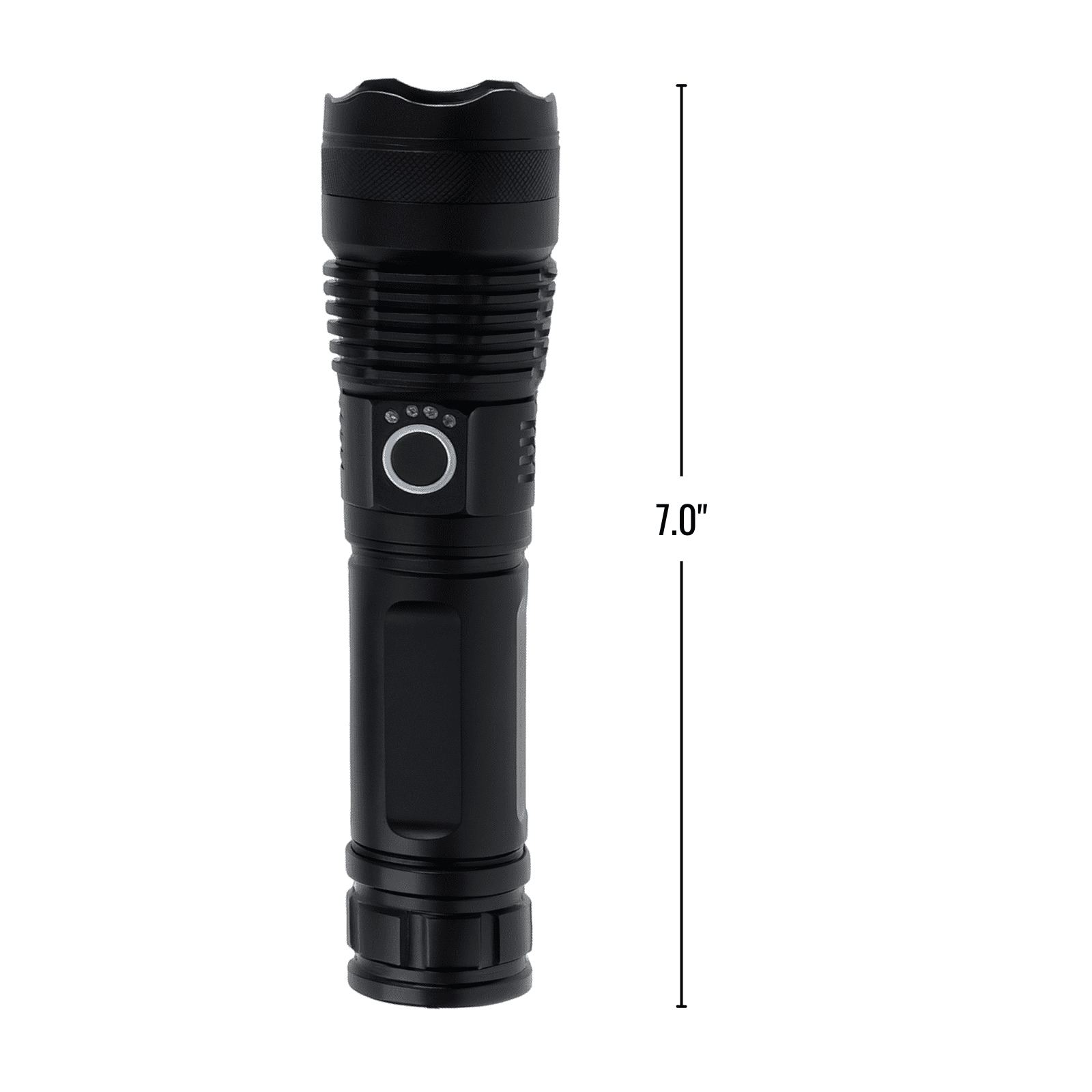 ASR Tactical 2000 Lumen 5-Stage Rechargeable Flashlight with Adjustable Beam and SOS Mode, 7.5 Inches