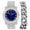 Cuban Silver Royal Blue, variant on Bling-ed Out Ultimate Hip Hop Royalty Mens Watch w/Easy Reader Roman Numeral or Diamond Time Indicators - Bright Colored Dials - L0504 (Gold Blood Red w/Tennis)