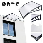 Koval Inc. 3 ft DIY Overhead Clear Outdoor Awning Patio Cover Door Window Polycarbonate Modern Design UV Rain Sunshine (3 FT, Black)