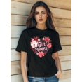 thumbnail image 1 of Camiseta De Verano Para Mujer, Moda Informal, Ropa Cómoda, Camisetas De Manga Corta MWomen's Summer Casual T-Shirt Fashion Gril Power Love Cool Cartoon Fashion Flowers Print Short SleevCamisetas de, 1 of 6