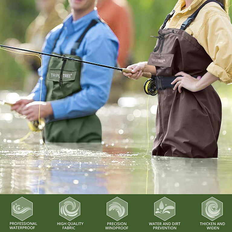 Triple Tree Chest Waders, Fishing Waders for Men & Women with Insulated  Boots and Wading Belt, Two-ply Waterproof Nylon/PVC Boot foot Wader  (Size9-13)