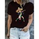 thumbnail image 1 of Camisetas con diseño gráfico para mujer, playera corta, clásico, estética, ropa de verano de los 90Cartoon Print Comfy T-Shirt, Round Neck Short Sleeve Sports Tee, Women's ActivewearFather's Day, M, 1 of 6