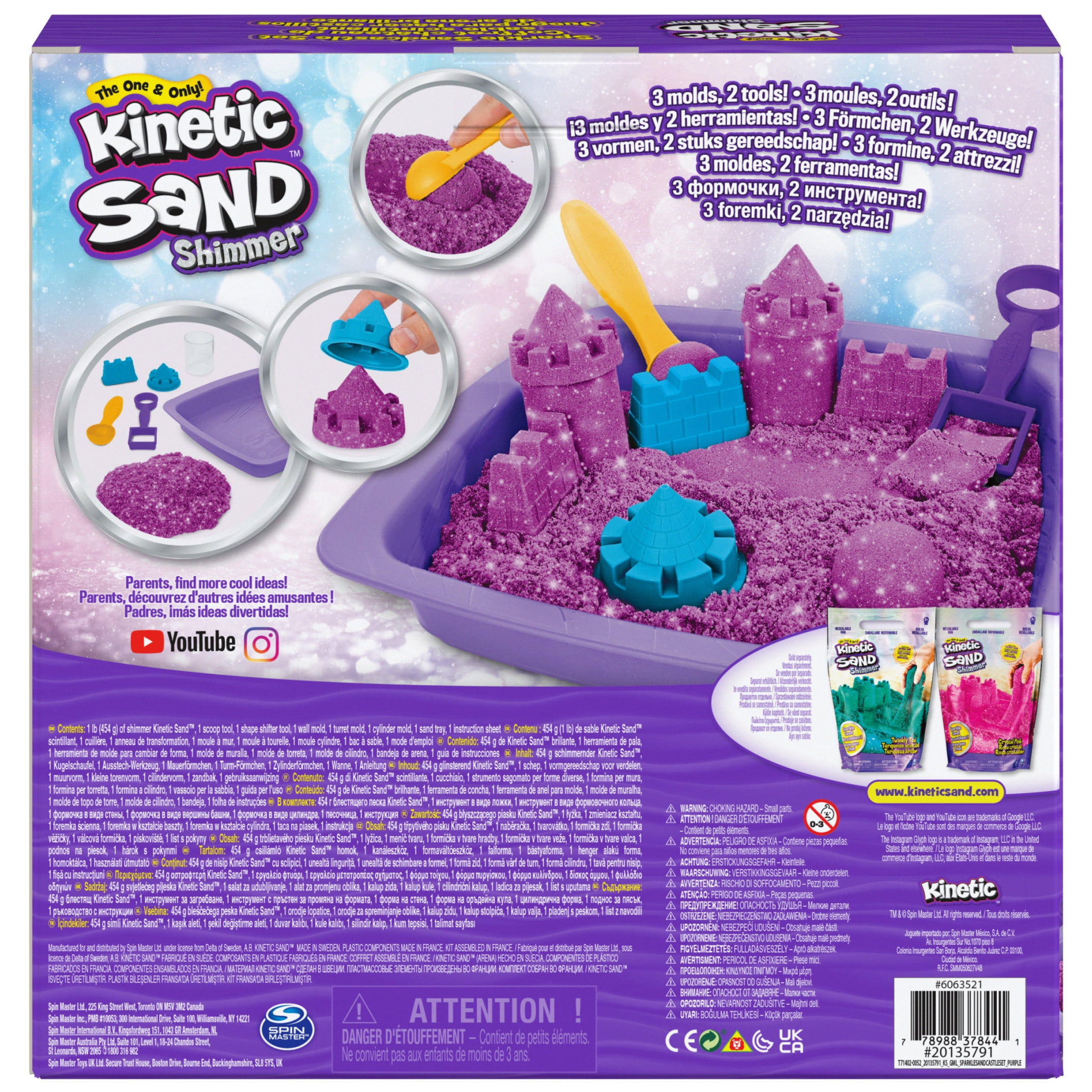 Kinetic Sand Sparkle Sandcastle Set w/ 1lb Purple Shimmer Kinetic Sand