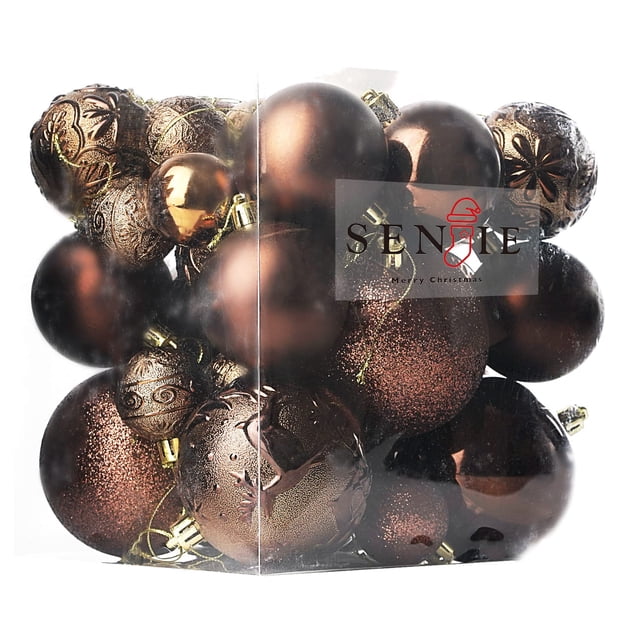 Adornos navideños irrompibles Senjie, color marrón, 32 bolas