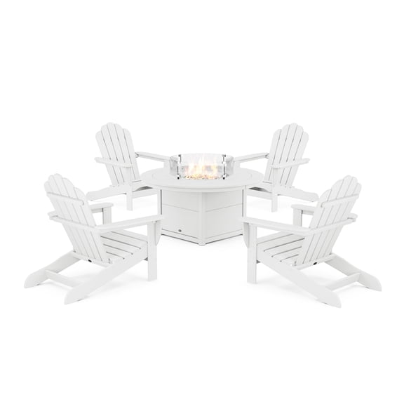Trex Outdoor Furniture 5-Piece Monterey Bay Oversized Adirondack Conversation Set with Fire Pit Table in Classic White
