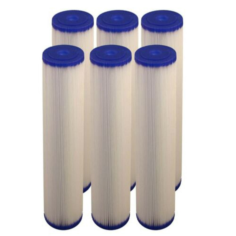 Big Blue Pleated Sediment Water Filters 6 Washable 4.5 x 20 Cartridges 5 Micron