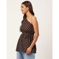 thumbnail image 3 of Moomaya Women's Printed One Shoulder Casual Top, Regular Fit Peplum Short Top, 3 of 8