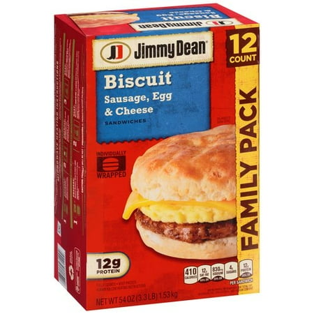 Jimmy Dean Sausage, Egg & Cheese Biscuit Sandwiches, 12 count, 54 oz ...