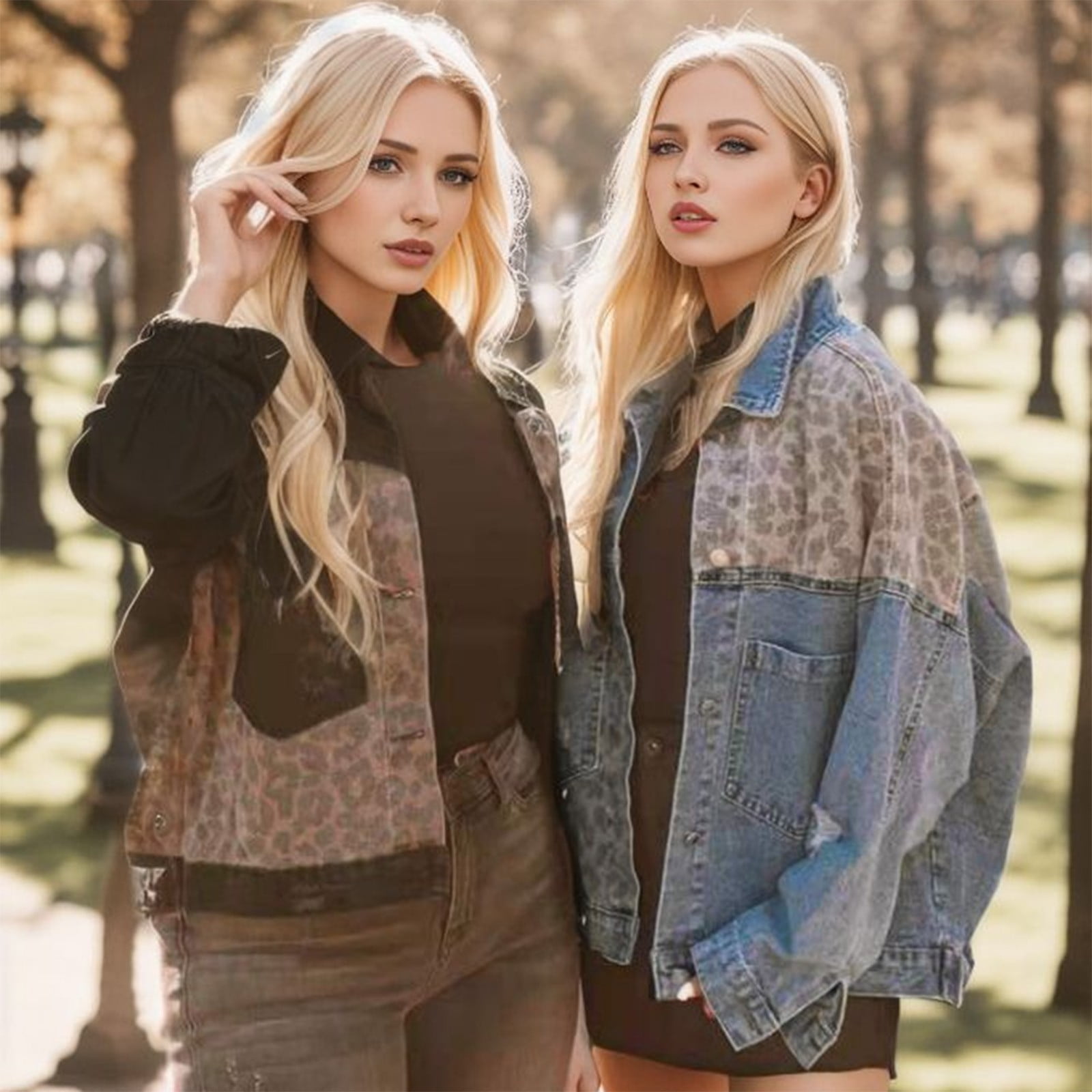 Bmisegm Veste en Jean Patchwork a Manches Longues pour Femme Veste en Jean Noir