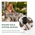 thumbnail image 4 of Round Outdoor Tablecloth with Umbrella Hole and Zipper, Retro Farmhouse Tablecloth with Elastic Waterproof, Country Star Berries Text Wooden Grain Patio Table Covers for 36" - 44" Picnic Pool Tables, 4 of 9
