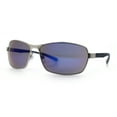 thumbnail image 4 of Mens 90s Rectangular Metal Rim Sport Wrap Arm Sunglasses Silver - Blue Mirror, 4 of 8