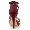 thumbnail image 4 of BLISSFUL STEP Women's Solid Color Stiletto Heel Zipper Ankle Strap Platform Sandals, 4 of 7