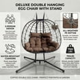 thumbnail image 6 of DTTRA 2-Person Double Hanging Egg Chair with Stand, Oversized Wicker Hammock Swing Loveseat with Plush Cushions and Headrests for Indoor Outdoor Patio Balcony Bedroom, Brown, 6 of 7