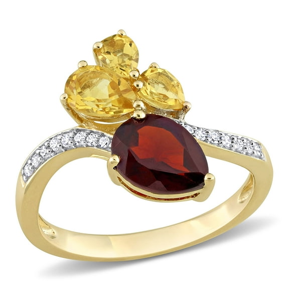 Everly Women's Citrine and Garnet 14k Yellow Gold Ring