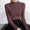 thumbnail image 6 of DYTTDG Women's Mock Neck Ribbed Knit Long Sleeve Top | Solid Slim Basic Pullover Soft Stretch Layering Shirt for Spring Fall Daily Wear, 6 of 8