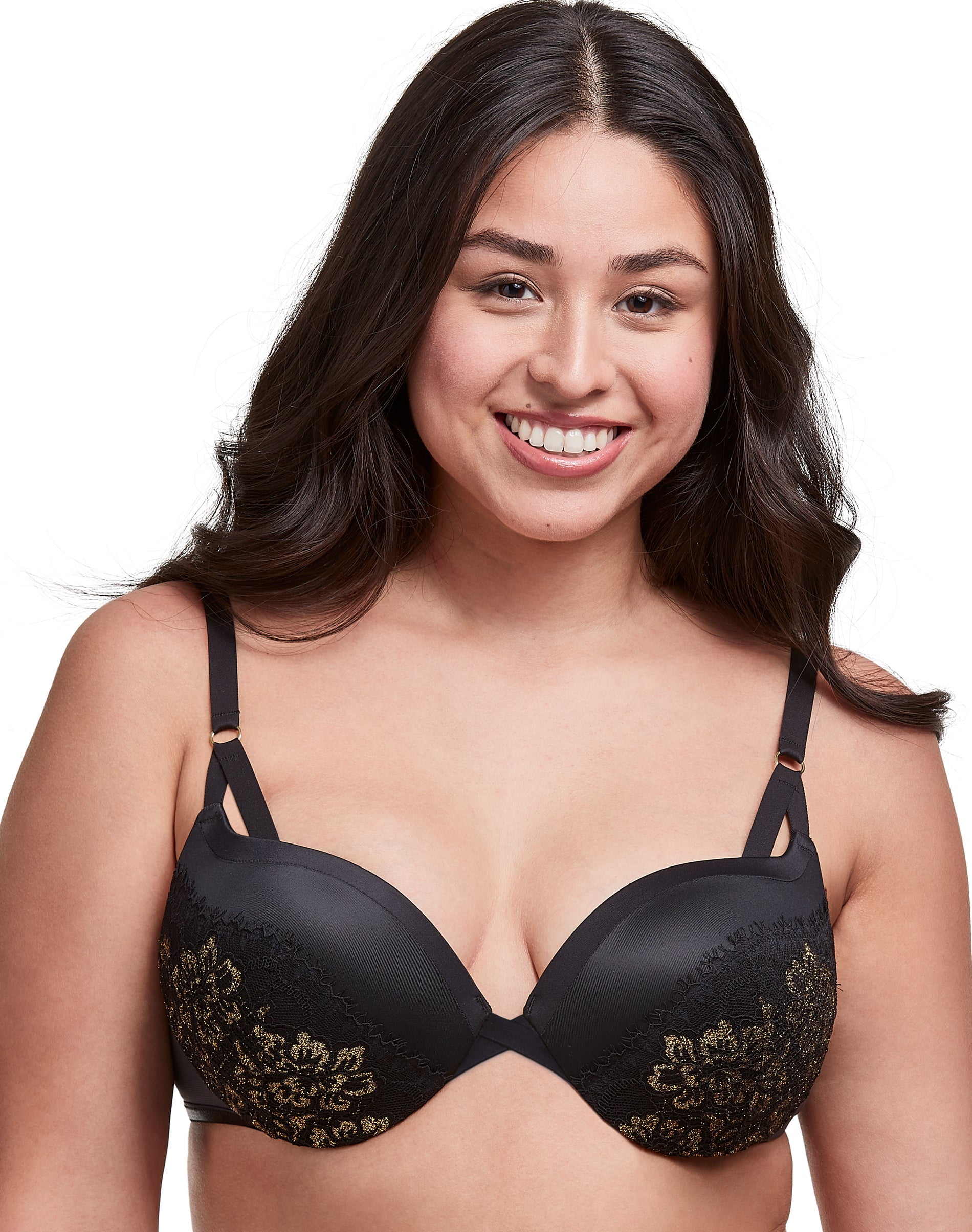 Maidenform Womens Love the Lift Push Up Demi Bra, 32A, Black/Gold -  Walmart.com