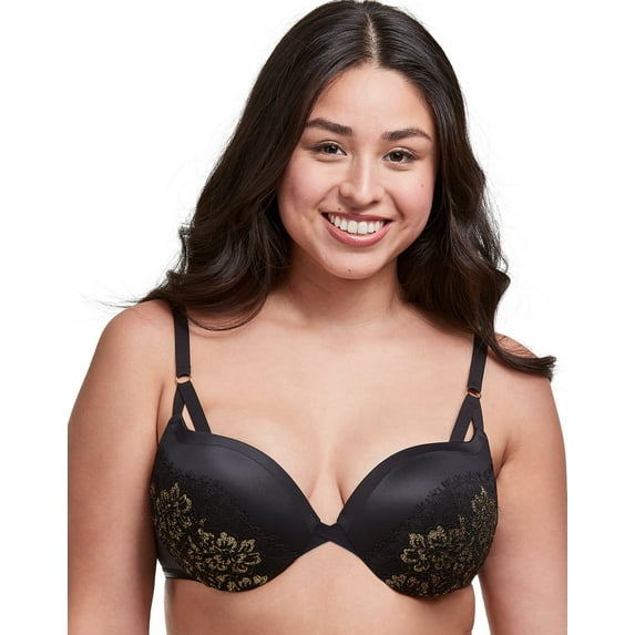 Maidenform Womens Love the Lift Push Up Demi Bra, 34D, Black/Gold