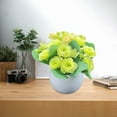 thumbnail image 5 of Tahtuvzn Room Decor 5.91x4.72x4.72" Decorative Fake Flowers Simulation Dried Indoor Home Furnishings Dining Table Arrangements Living Room Plastic Bouquet TV Cabinet Potted Plants, Green, 5 of 6
