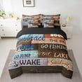 thumbnail image 2 of jejeloiu Lake House 7-Piece Bedding Comforter Set,Colorful Patchwork Wooden Plank King Bedding Sets For Boys Girls Reversible, 2 of 8