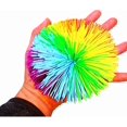 thumbnail image 1 of Bola fibrosa grande del arco iris de 4,5 pulgadas de silicona que rebota la bola de malabares esponjosa, arco iris de la bola de la tensión del mono -, 1 of 3