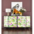 thumbnail image 2 of LACHEERY Papel pintado de hoja de palma tropical, 17.7 pulgadas x 6.8 pies, papel de contacto extraíble, blanco, verde, rosa, papel pintado floral autoadhesivo decorativo para paredes de dormitorio, e, 2 of 5