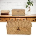 thumbnail image 4 of OTVIAP Simple Large Capacity Dustproof Soft Woven Seagrass Storage Basket with Lid, Rectangular, 4 of 8
