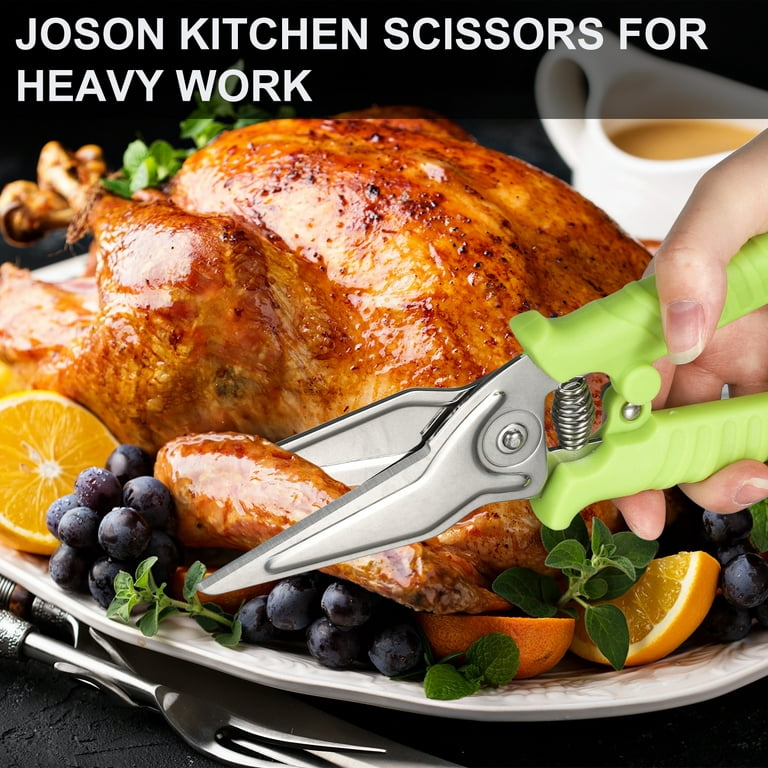 JASON Kitchen Shears for Food, Green Spring Loaded Poultry Shears  Dishwasher Safe Meat Shears Stainless Steel All-purpose Cooking Scissors  for Chicken