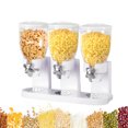 thumbnail image 1 of Triple Food Dispenser 2L Dry Food Dispenser Grain Dispenser Cereal Dispenser for Kitchen (White), 1 of 9