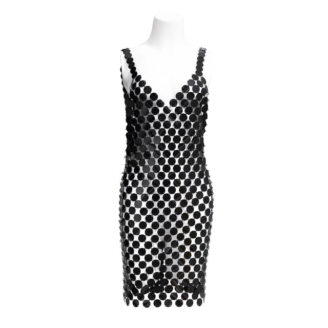 Vestido de tirantes de espagueti BLESIY con lentejuelas negro ajustado