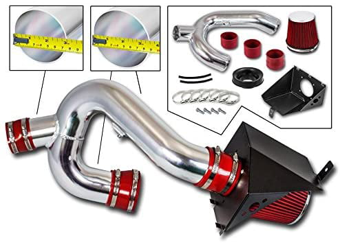 High Performance Parts Heat Shield Cold Air Intake Kit & Red Filter Combo Compatible for Ford 2011-2014 F150 5.0L V8 